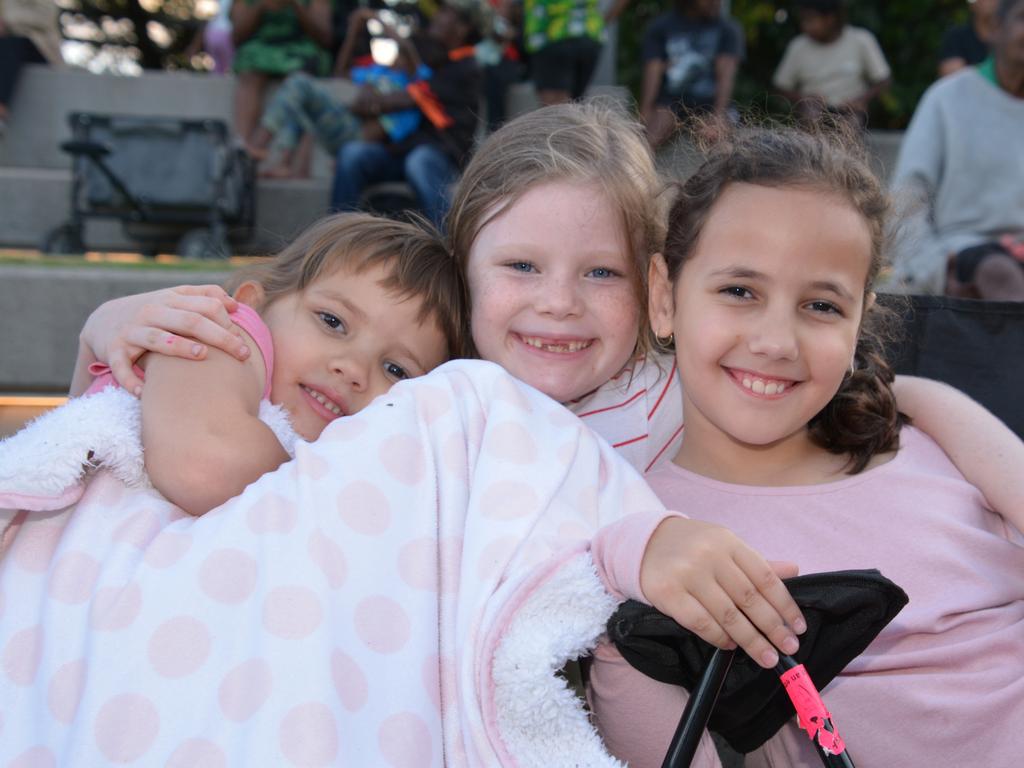 Phoebe McSweeney, Miranda Walsh and Imogen McSweeney at the Big Talk One Fire event on September 16 at Munro Martin Parklands. Picture: Bronwyn Farr