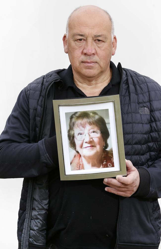 Sebastian Agnello holding a picture of mum, Carmela Agnello, Picture: David Caird