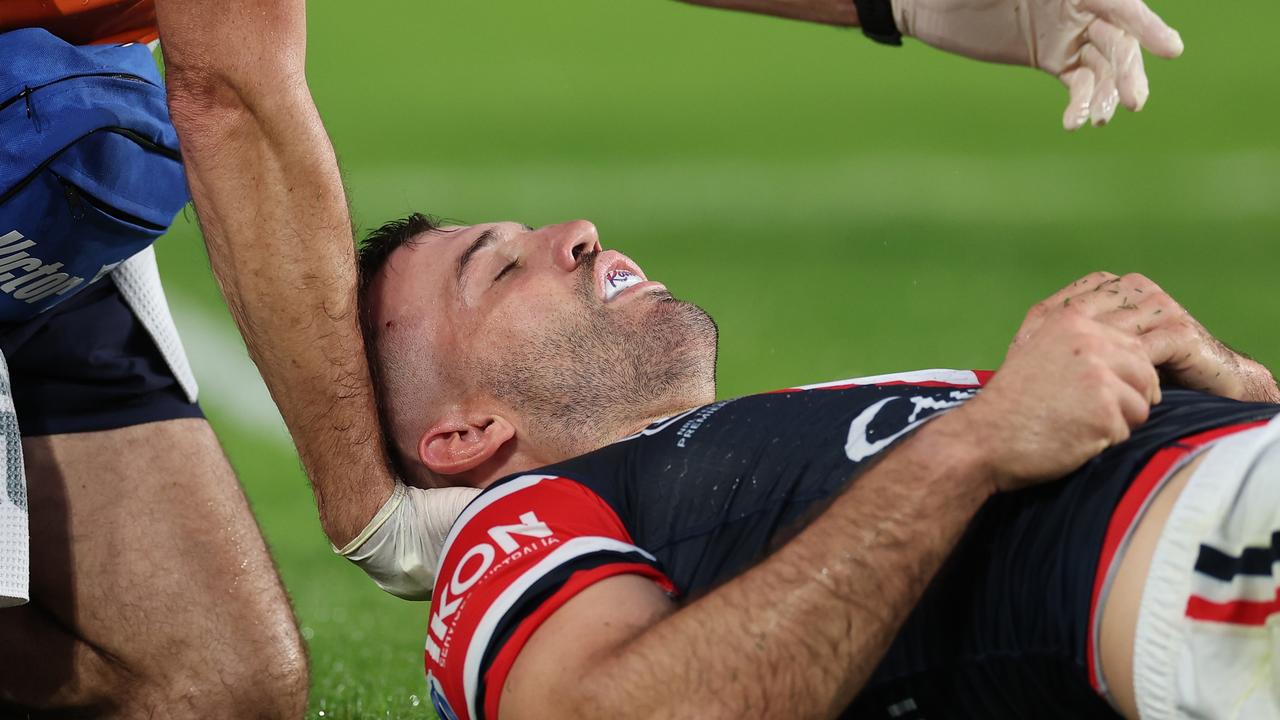 James Tedesco was knocked out cold against the Bulldogs. (Photo by Cameron Spencer/Getty Images)