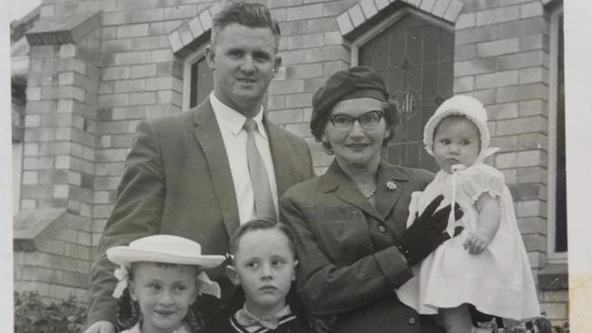 The Doherty family at an Ashgrove church in the late ’50s. Dudley Doherty was “a man who lived in the grey”. Picture: Supplied.