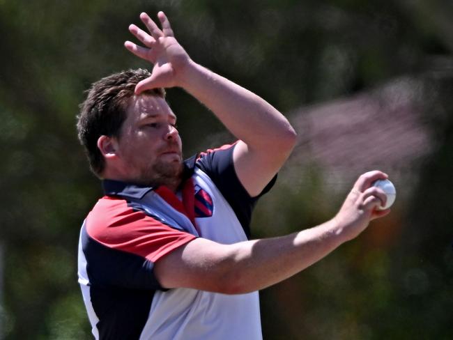 DDCAÃs Callan Tout (Beaconsfield) during the DDCA v VTCA representative cricket match in Hallam, Sunday, Feb. 12, 2023.Picture: Andy Brownbill