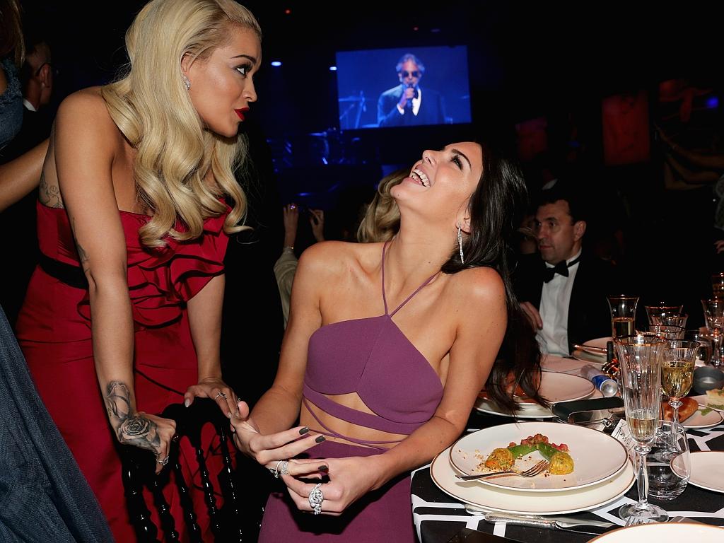 Rita Ora and Kendall Jenner during amfAR’s 2015 Cinema Against AIDS Gala. Picture: Getty