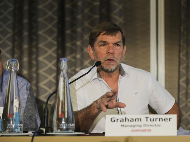 Graham Turner CEO of Flight Centre at their AGM at Ridges Hotel, South Brisbane. Pic Mark Cranitch.