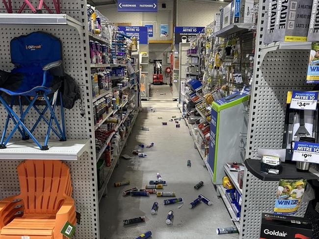 Photo posted by Lavis Mitre 10 Muswellbrook after a magnitude 4.7 earthquake hit NSW's Upper Hunter Region. Picture: Facebook