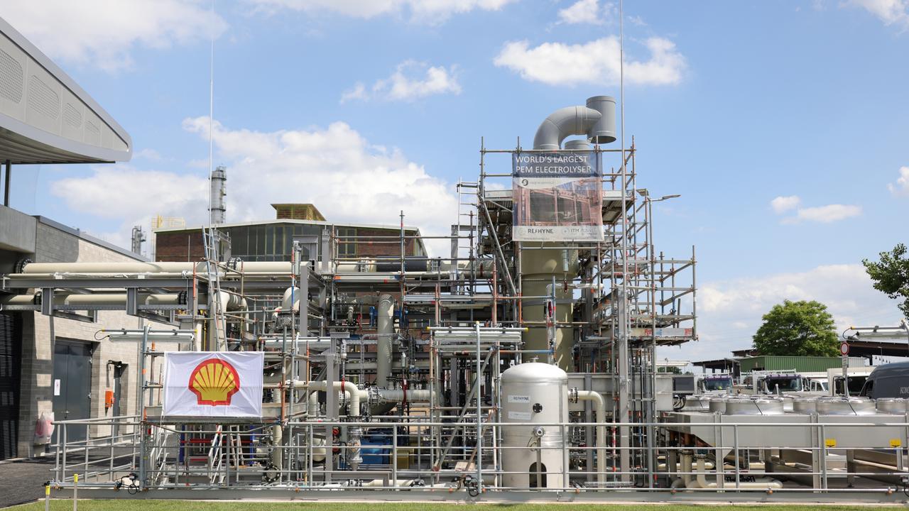 A green-tech hydrogen production plant by energy giant Shall in Wesseling, Germany. The plant is to produce sustainable fuel for aircraft. Picture: Andreas Rentz/Getty Images