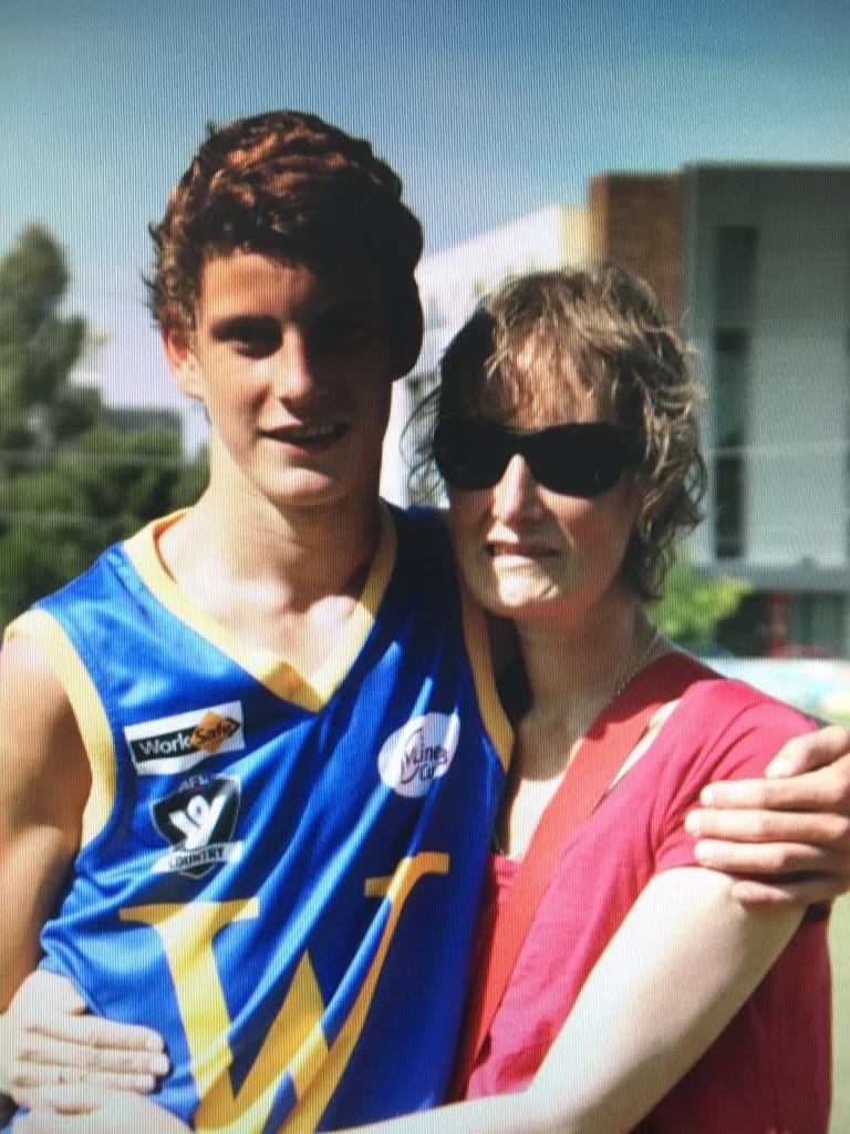 Brisbane AFL footballer Jarrod Berry with mum, Jedda, who died from breast cancer. Picture: supplied