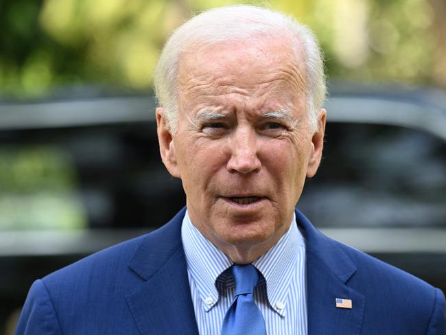 TOPSHOT - US President Joe Biden speaks about the situation in Poland following a meeting with G7 and European leaders on the sidelines of the G20 Summit in Nusa Dua on the Indonesian resort island of Bali on November 16, 2022. (Photo by SAUL LOEB / AFP)