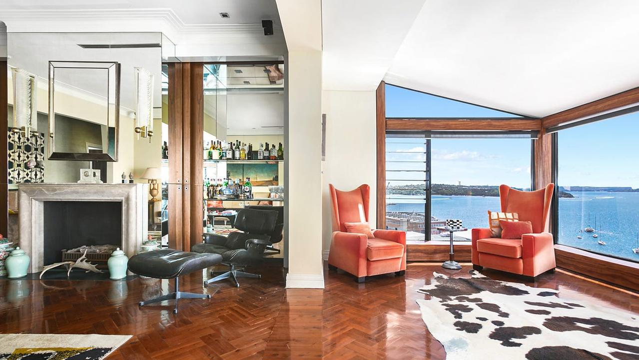 The two-bedroom, two-bathroom apartment was originally part of the grand whole-floor penthouse originally owned by Woolworths co-founder Percy Christmas.