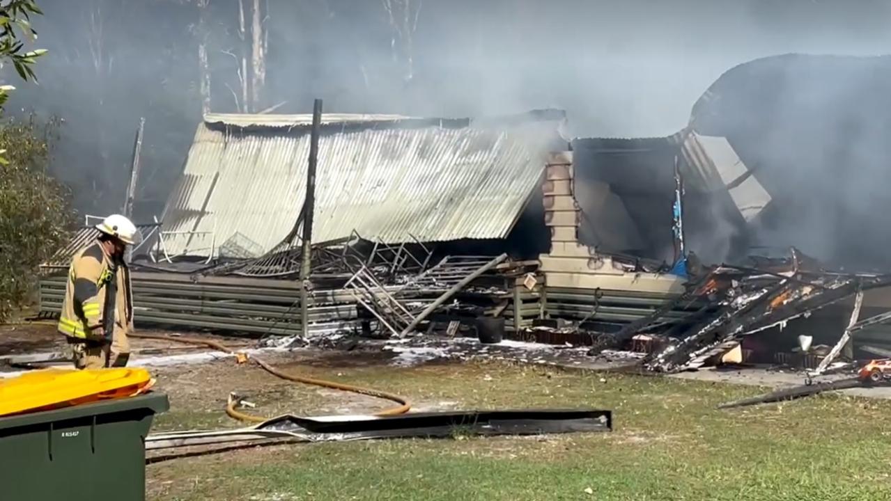 Fire has destroyed a home near Wallu this afternoon.