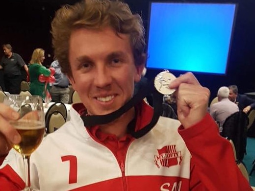 Sam Miles after his 2018 medal win. Picture: Mt Lofty Football Club