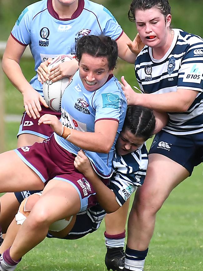 Norths players First grade women's club rugby between Norths and Brothers. Saturday May 7, 2022. Picture, John Gass