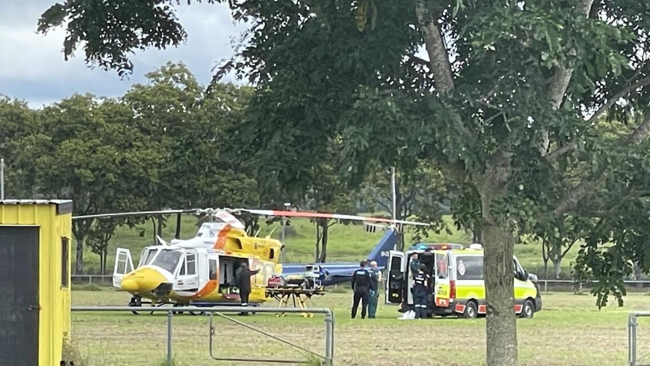 Multiple emergency crews are at the Sarina showgrounds after a young man was injured at the Sarina Mud Trials. PHOTO: Fergus Gregg