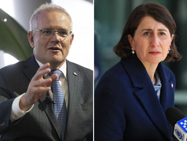 At odds: Prime Minister Scott Morrison and NSW Premier Gladys Berejiklian.