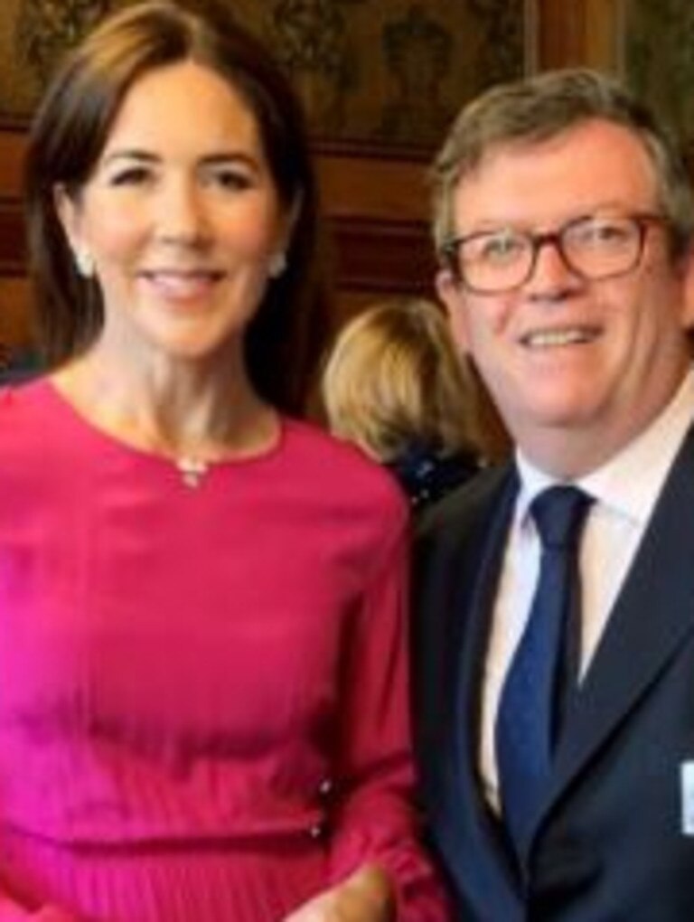 Frank McGuire with Princess Mary in Copenhagen.