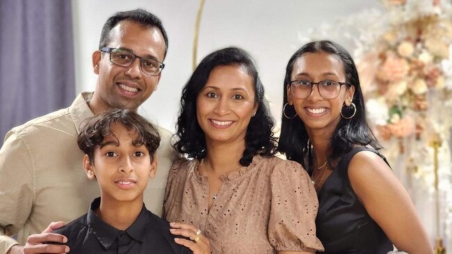 Anuruddha Priyankara pictured with son Nethun, wife Priyashini and daughter Nithini. Picture: Supplied