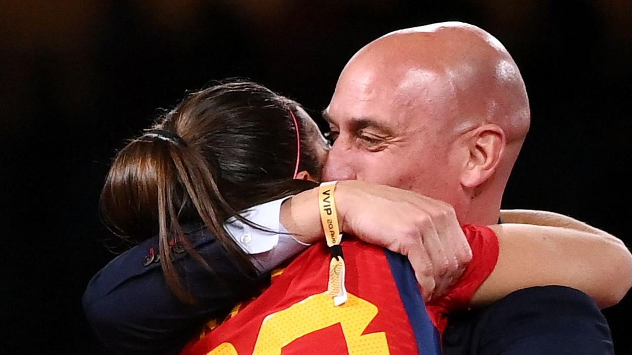 Rubiales’ forced kiss planted on Spain’s Jenni Hermoso has been slammed worldwide (Photo by FRANCK FIFE / AFP)