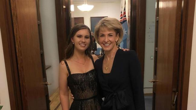 Brittany Higgins, with her former boss Michaelia Cash. Picture: Supplied