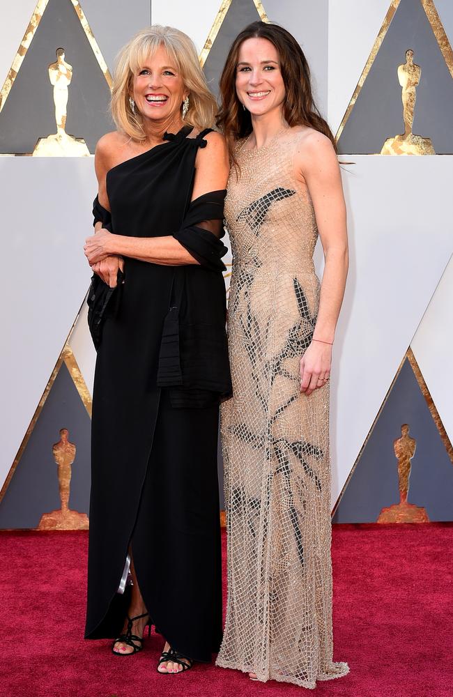 Red carpet appeal. Jill Biden and Ashley Biden at the 88th Annual Academy Awards in 2016. Picture: Steve Granitz/WireImage