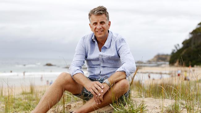 Andrew Constance Bega MP pictured at Malua Bay Beach where he and a thousand other residents evacuated to escape the bushfire that hit the area on New Year's Eve 2019. Picture: Jonathan Ng