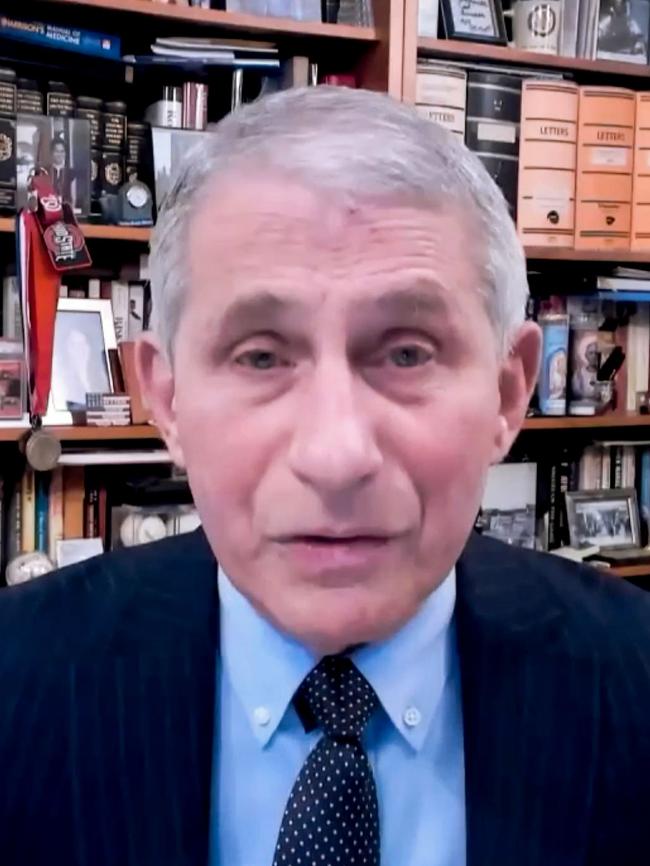 Dr Anthony Fauci, speaking during a WHO executive board meeting. Picture: WHO / AFP