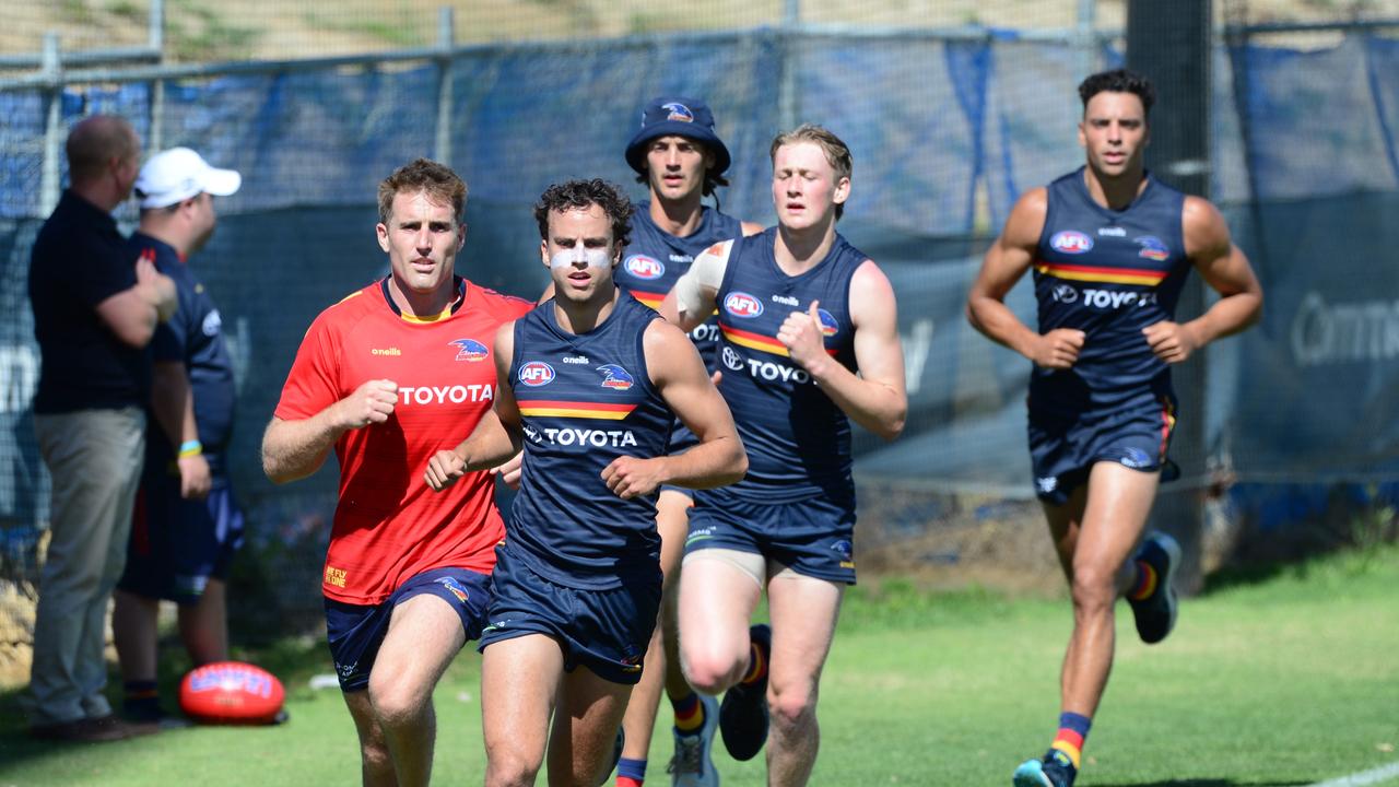 Adelaide Crows training at West Lakes on Monday December 6. Picture: Michael Marschall