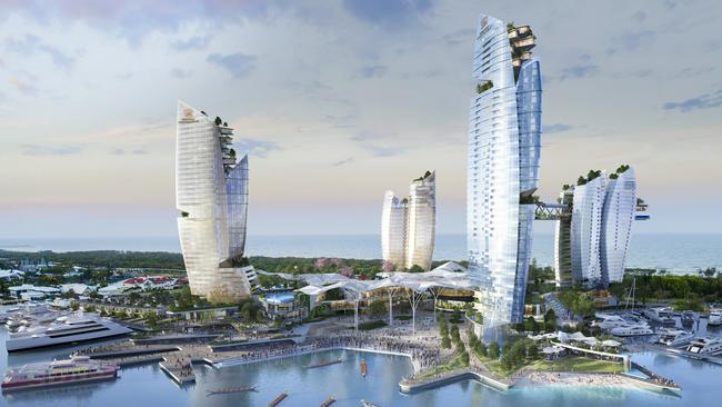 An ASF consortium's supplied image of their Gold Coast Integrated Resort with proposed hotel, casino resort development to be built on land between Sea World and Palazzo Versace.