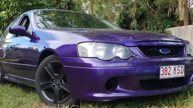 Aaron Richard Stroud crashed his purple Ford into a tree after trying to do a roundabout.