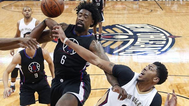 Los Angeles Clippers centre DeAndre Jordan and New Orleans Pelicans forward Anthony Davis.