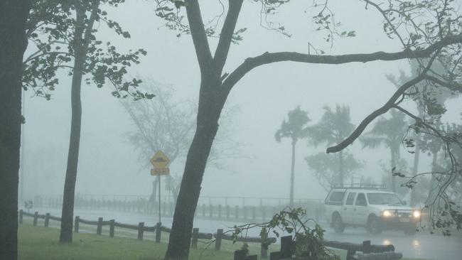 A street scene as Tropical Cyclone Marcus loomed. Picture: AAP