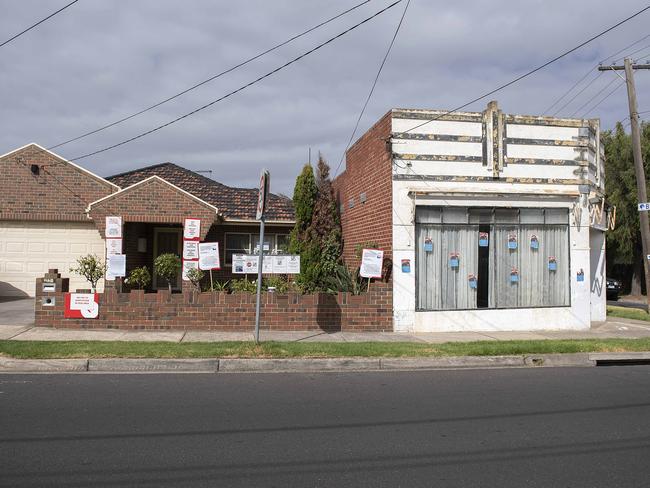 The substation building (right) is within touching distance of a home. Picture: Ellen Smith