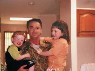 CHERISHED MEMORY: Isaiah, Darryl and Liberty Engler. Darryl, a former serving member of the Royal Australian Air Force died when he was 40.