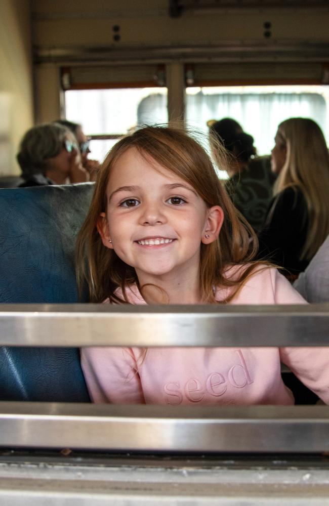 Arriving back at Drayton Station, Madeline Urquhart on the DownsSteam and Tourist Railway "Pride of Toowoomba" steam train from Drayton to Wyreema. Saturday May 18th, 2024 Picture: Bev Lacey