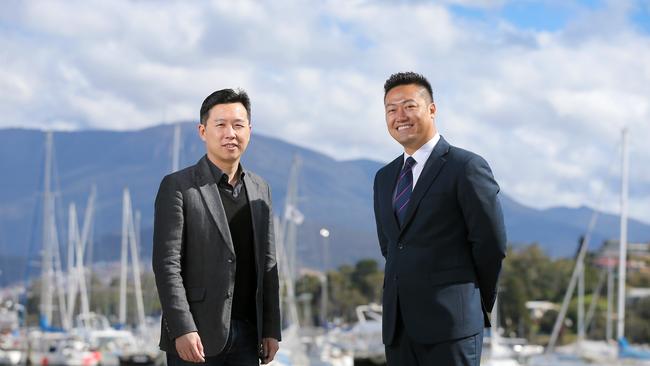 Kangaroo Bay hotel and hospitality school assistant general manager Finely Zhang (right) and Ganche Chua director at Kangaroo Bay. Picture: Richard Jupe