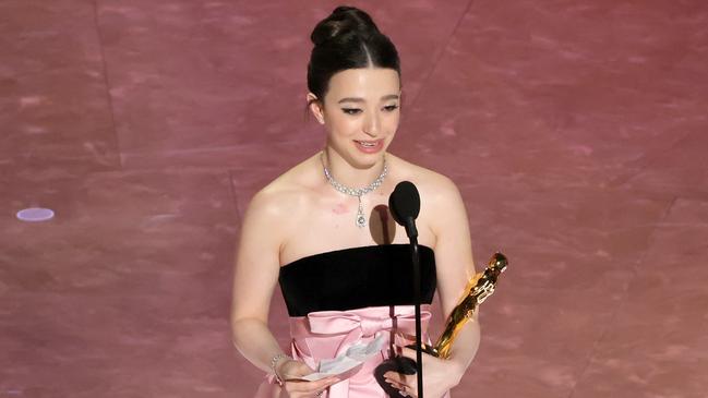 Mikey Madison accepts the Best Actress In A Leading Role award for ‘Anora’. Picture: Kevin Winter/Getty Images