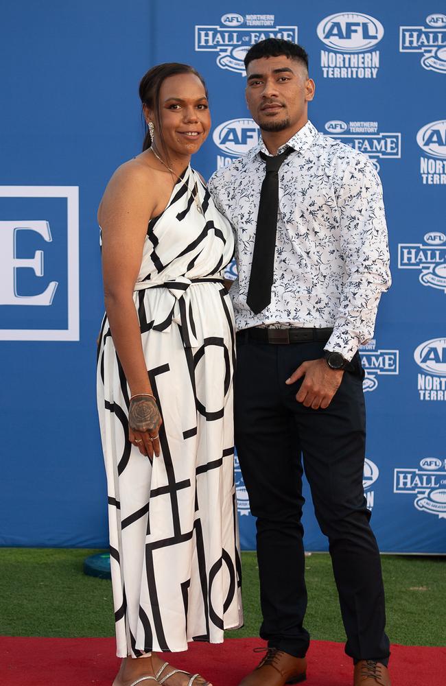 Natasha Hagan and Epalahame Tuifua at the 2023 AFLNT Hall of Fame. Picture: Pema Tamang Pakhrin