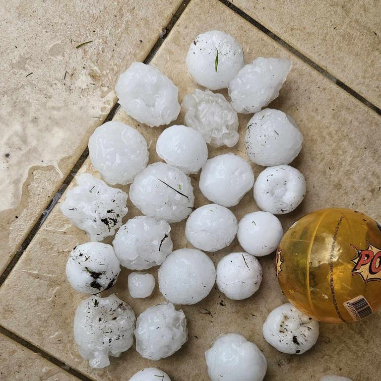 Giant hail at Gympie. Picture: Megan Louise Russell Ditton