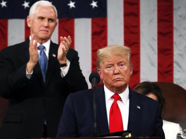 Mr Trump yesterday delivered his State of the Union address, which was well received. Picture: AP