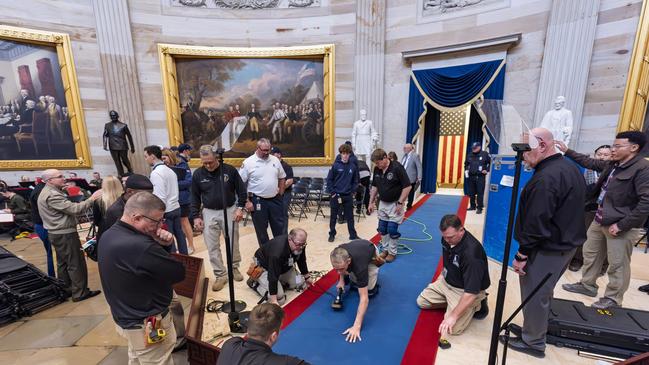 Preparations were under way for President-elect Donald Trump to take the oath of office inside the US Capitol on Monday. Picture: AP