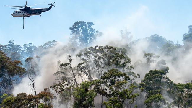 Aerial fire bombing on the fire. Picture: Jay Town