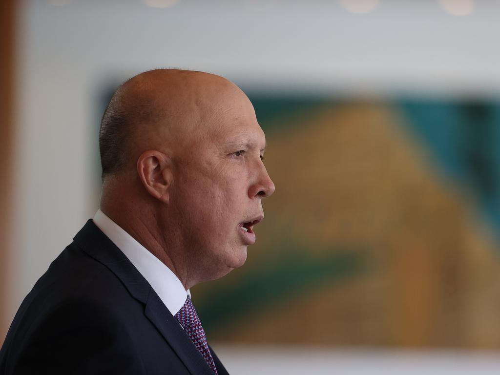 Peter Dutton has become increasingly hawkish over recent weeks, warning China’s naval battle force had more than tripled in size over the past two decades. Picture: NCA NewsWire / Gary Ramage