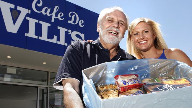 Vili with business partner Kelli Field in front of the 24/7 cafe at Blair Athol. Picture: Bianca De Marchi