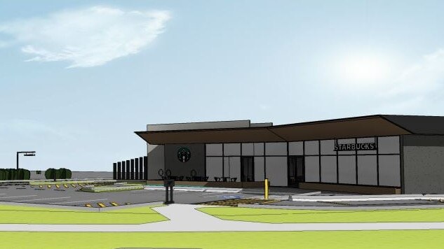 An render images of the proposed Starbucks at Coomera.