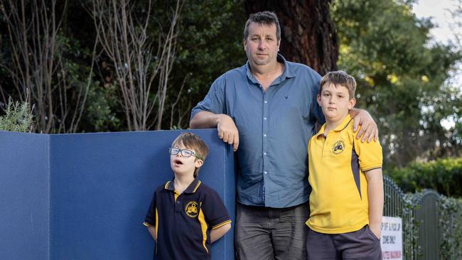 Daniel Shilton, with his sons Flynn, 9, and Harvey, 7, is worried about making alternative arrangements. Picture: Emma Brasier