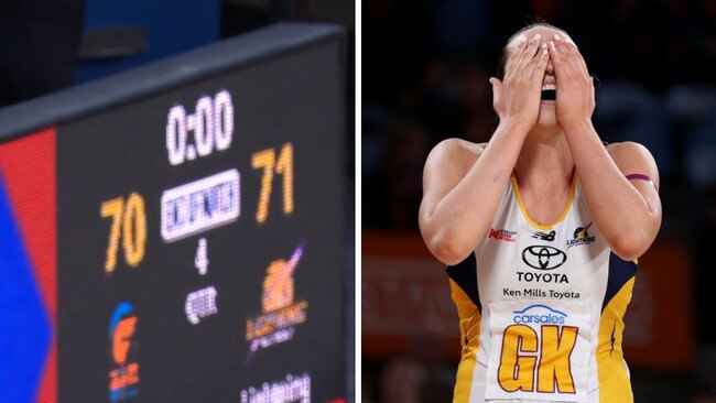 The scoreboard at the end of the Giants vs Lightning game.