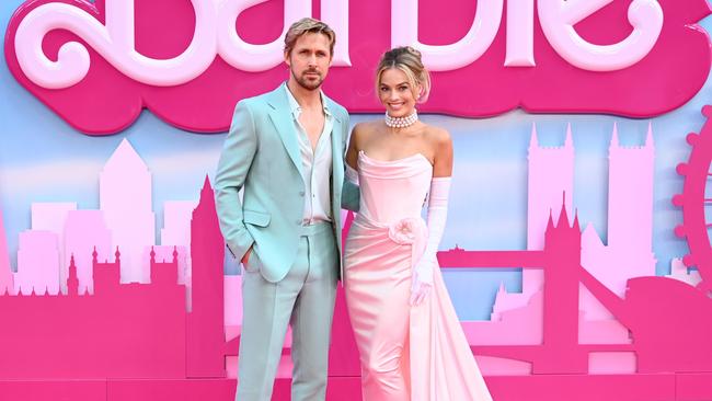 Golden Globe nominees’ Ryan Gosling and Margot Robbie attend the Barbie European premiere at Cineworld Leicester Square on July 12, 2023 in London, England. (Photo by Joe Maher/Getty Images)