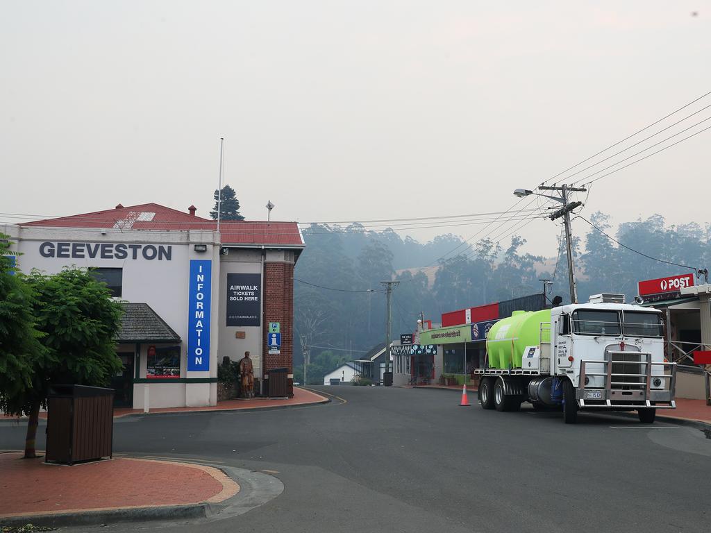 January 2019 Tasmanian Bushfires. The nearly deserted main street of Geeveston. Picture: NIKKI DAVIS-JONES