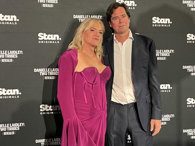 Danielle Laidley with Gillon McLachlan at her documentary premiere on Monday.