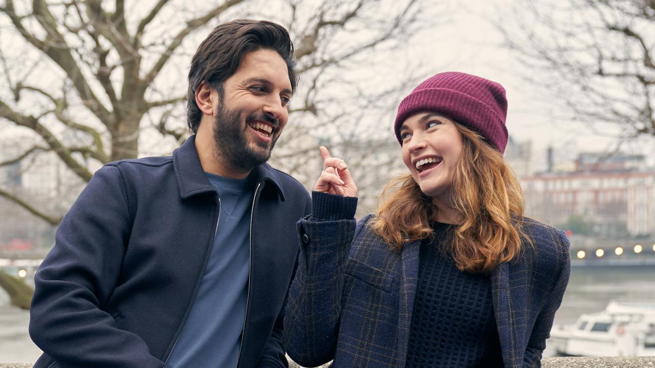 Shazad Latif and Lily James in rom-com What's Love Got to Do With It. Picture: Supplied