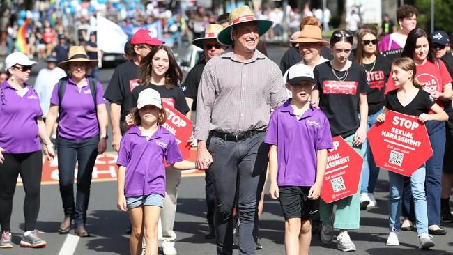 Deputy Premier Steven Miles attends the Labor day march in Brisbane. Picture: NCA NewsWire / Jono Searle