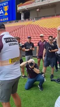 Cameron Smith and Marc Leishman in Broncos jerseys